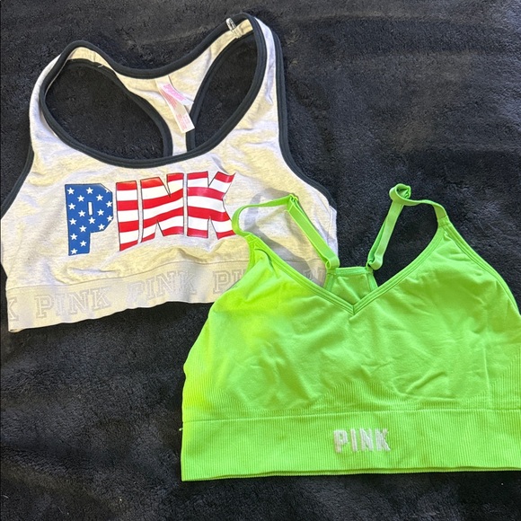 PINK Victoria's Secret Other - Bundle of 2 PINK Victoria's Secret Gray and Neon Green Sports Bras